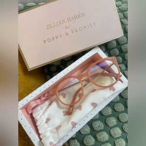 Poppy & Peony Blue light glasses.  Jilly box item. Jilly pink